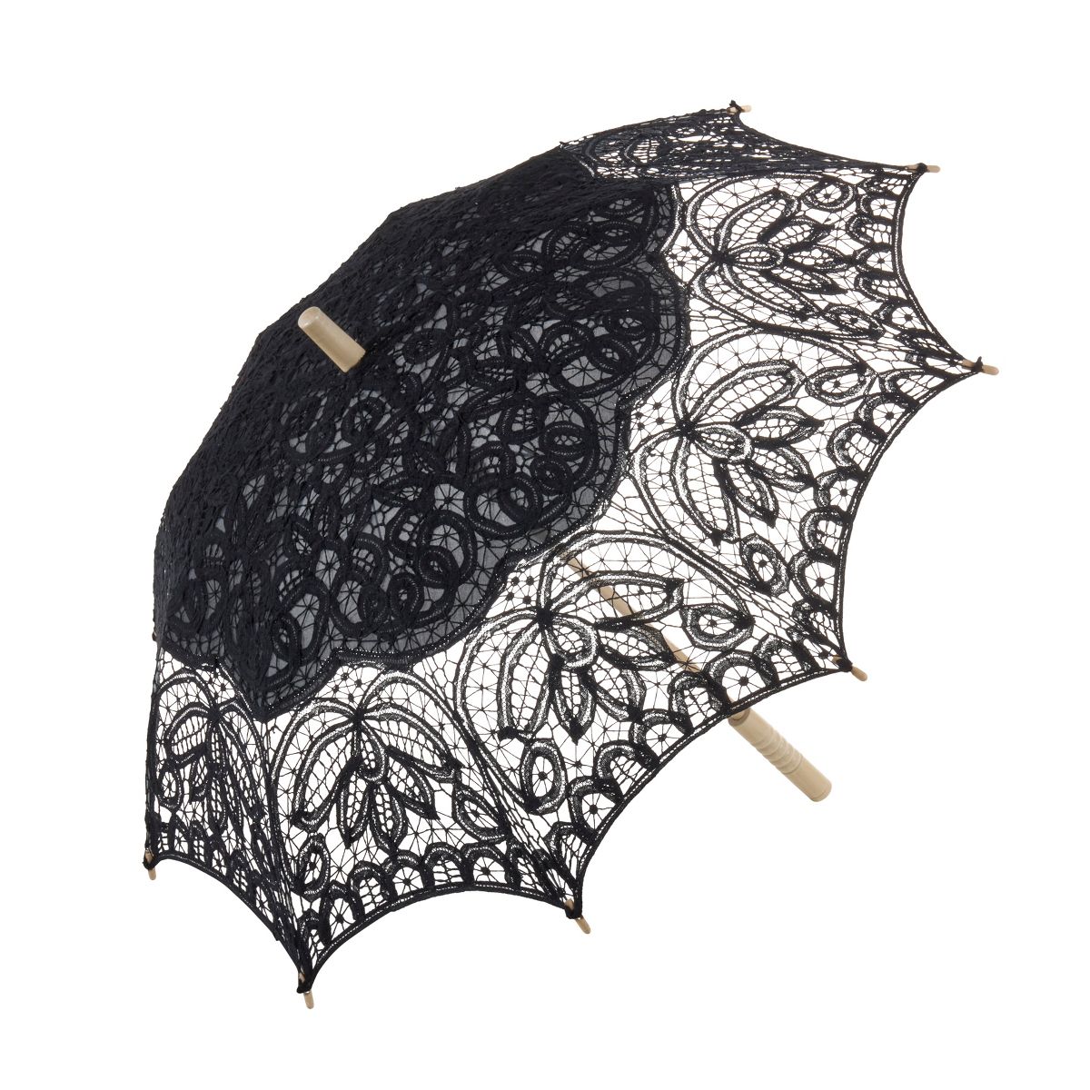 Saro Lifestyle Cotton Battenberg Lace Parasol Umbrella - Decorative Wedding Parasol, Vintage Style Sun Shade