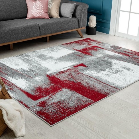 Luxe Weavers Modern Abstract Art Red 4x5 Area Rug : Target