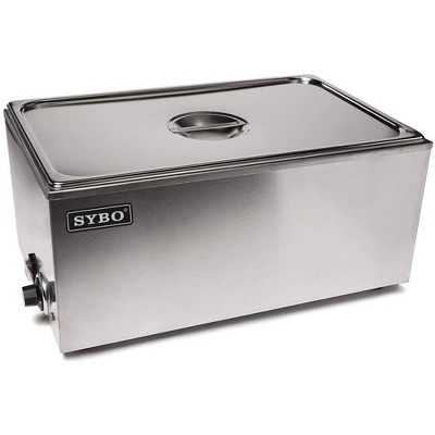 Sybo Stainless Steel Bain Marie Steam Serving Platter Chafing Dish Electric Commercial Food Warmer for Buffet Tables and Catering Parties, 1 Section