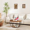 ORRD 31.5" Round 2-Tier Wood Coffee Table: Storage, Modern Accent - 3 of 4