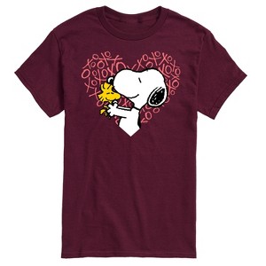 Men's - Peanuts - Snoopy Woodstock Xo Heart Short Sleeve Graphic T-Shirt - 1 of 4