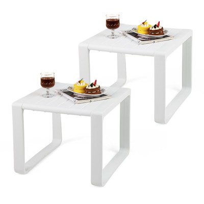 Tangkula Outdoor Side Table Set of 2 18" Weather Resistant Adirondack Table Patio