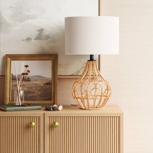 Boho Rattan Table Lamp Brown - Threshold™ - 1 of 4