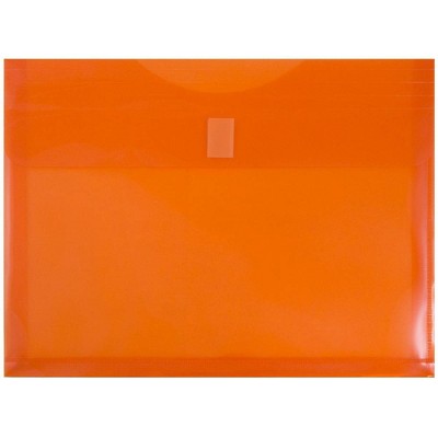 JAM Paper 9 3/4'' x 13'' 6pk Plastic Envelopes with Hook & Loop Closure, 1" Expansion, Letter Booklet - Orange
