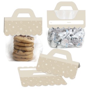 Big Dot of Happiness Tan Confetti Stars - DIY Simple Party Clear Goodie Favor Bag Labels - Candy Bags with Toppers - Set of 24 - 1 of 4