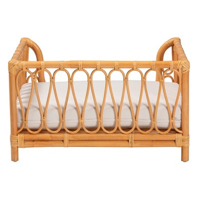 Kierra Small Honey Rattan Bohemian Elevated Pet Bed