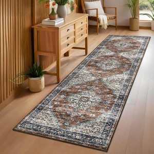 Indoor Vintage Area Rugs For Living Room Retro Low Pile Non Slip Distressed Rug For Bedroom Washable Lightweight Soft Foldable Carpet Home Decor - 1 of 4