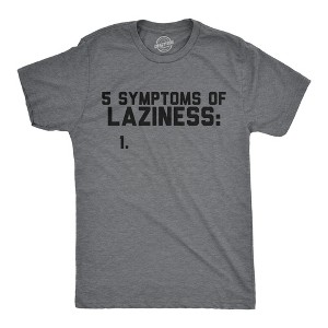 Mens Funny T Shirts 5 Symtoms Of Laziness List Sarcastic Graphic Novelty Tee for Men - Crazy Dog Men's T Shirt With Sarcastic Sayings - 1 of 4