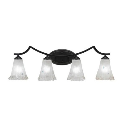 Toltec Lighting Zilo 4 - Light Vanity in  Matte Black with 5.5" Fluted Frosted Crystal Shade