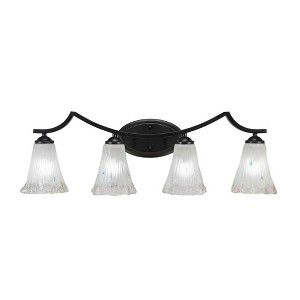 Toltec Lighting Zilo 4 - Light Vanity in  Matte Black with 5.5" Fluted Frosted Crystal Shade - 1 of 1