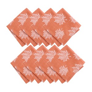 Falling Leaves Jacquard Napkins, Set of 8 - Sienna - 17x17 - Elrene Home Fashions - 1 of 3