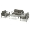 4-Piece Outdoor Aluminum Conversation Set with Glass Top Table,Loveseat & 2 Armchairs, Patio Furniture for Balcony,Deck,or Garden–Maison Boucle - 2 of 4