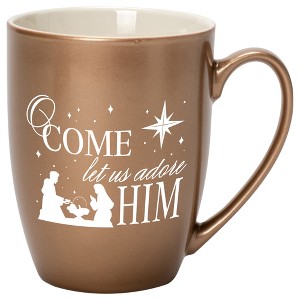 Elanze Designs O Come Let Us Adore Him Bronze 10 ounce New Bone China Coffee Cup Mug - 1 of 4