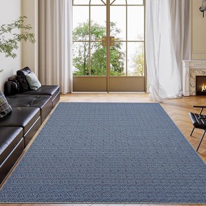 Machine Washable Non-Shedding Modern Abstract Rug - Soft Thin Indoor Non-Slip Carpet for Bedroom, Dining Room, Kids Play Room Home Office - 1 of 4