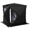 Outsunny 2 Person Ice Fishing Shelter with Padded Walls, Thermal Waterproof Portable Pop Up Ice Tent with 2 Doors, Black - 4 of 4