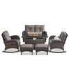 Buenhomino 7 Piece Outdoor Patio Wicker Conversation Sets with 43" Fire Pit Table, Includes Glider Loveseat, Rocking Chairs, Ottomans and Side Table - 2 of 4