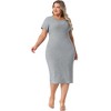 Agnes Orinda Women's Plus Size Short Sleeve Crew Neck Casual Midi Bodycon Dresses - 3 of 4