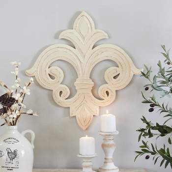 Wooden Fleur De Lis Carved Wall Decor - Olivia & May