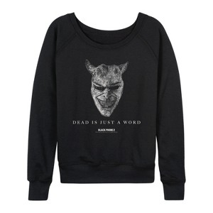 Women's The Black Phone Dead Is Just A Word Lightweight French Terry Wide Neck Long Sleeve Graphic Shirt - Black - 2X - 1 of 4
