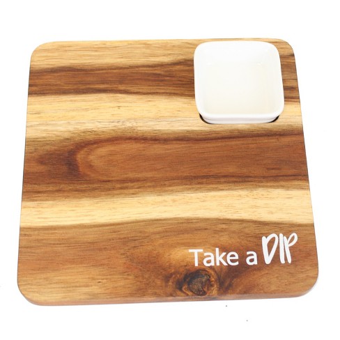 Beachcombers 7.5" WOOD/CERAMIC APPETIZER BOARD with DIP - image 1 of 1