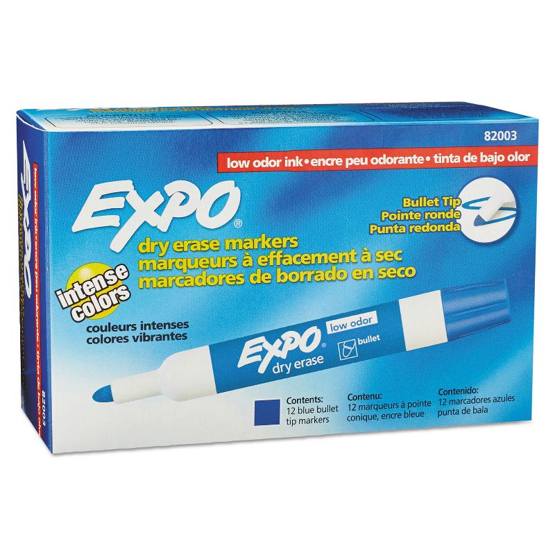 EXPO Low Odor Dry Erase Marker Bullet Tip Blue Dozen 82003, 1 of 7
