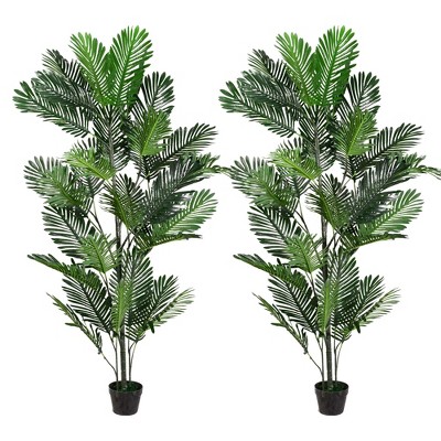 Cesicia 2pcs Large Artificial Plants, Faux Palm Plants For Home Garden Outdoor Office Decor