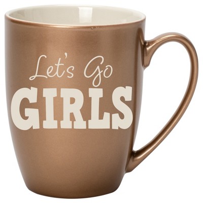 100 North Bronze Metallic Finish, 10 Ounce, Comfortably Fits Your Hands, New Bone China Coffee Tea Cup Mug, Let's Go Girls