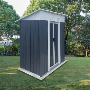 Gulches 5FTx3FT Pent Roof Grey Outdoor Tool Bike Storage Garden Shed With Aluminum Alloy Frame And Sliding Door - 1 of 4