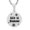 Steeltime 24" stainless steel "Life is Blessed" flower power pendadnt necklace. - 2 of 4