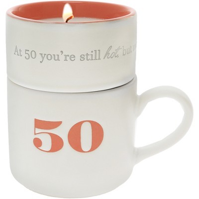 Pavilion Gift Company - 50 - Stacking Mug and Candle Set 100% Soy Wax Scent: Tranquility - Flame Candles