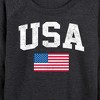 Women's - Instant Message - USA Flag Lightweight French Terry Wide Neck Long Sleeve Graphic Shirt - 2 of 4