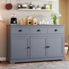 Costway 53.5" Storage Cabinet with 3 Drawers 2 Adjustable Shelves Buffet Sideboard Gray - 4 of 4