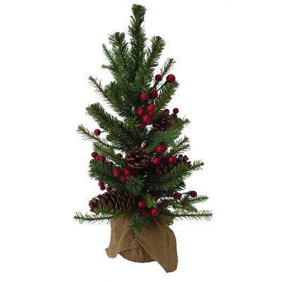 Kurt Adler 24" Red Berries and Pinecones Tree