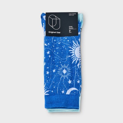 Men&#39;s Moon &#38; Stars Print Crew Socks 2pk - Original Use&#8482; 6-12