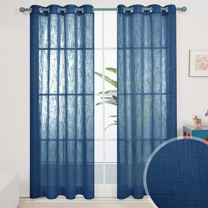 Deconovo Faux Linen Sheer Curtain Panels (2-Pack) – Light Filtering, Grommet Top - 1 of 4