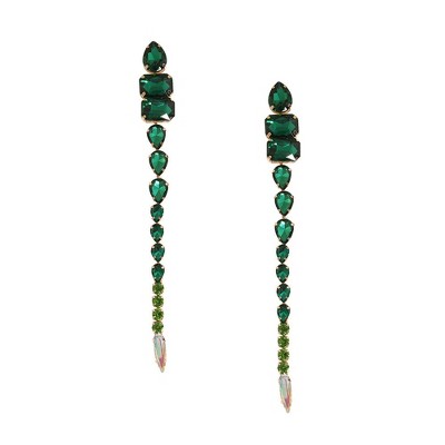 SOHI Women's Green  Stone Drop Earrings