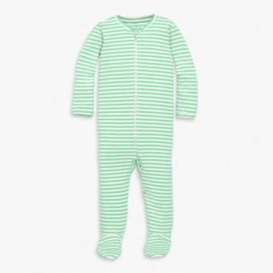 Primary Kids Baby Organic Zip Footie In Stripe - 1 of 1