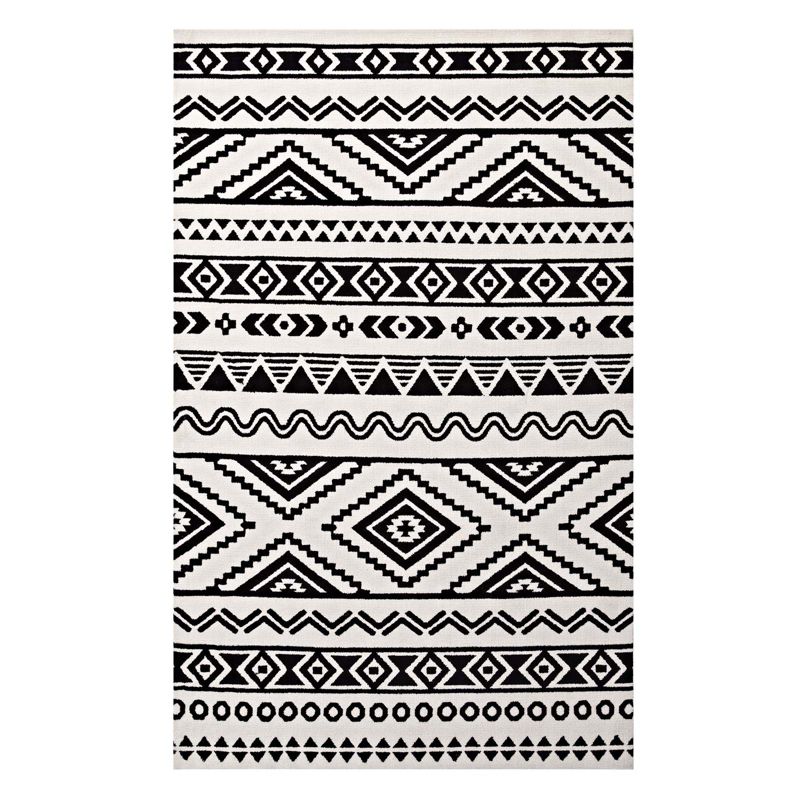 Modway Haku Geometric 8x10 Area Rug With Contemporary Design In Black and White, 1 of 8