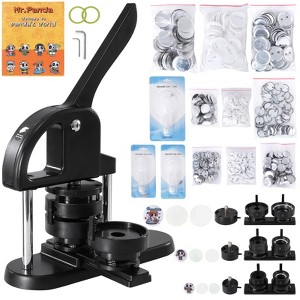 VEVOR Button Maker, 1/1.25/2.28 inch(25/32/58mm) 3-IN-1 Pin Maker, with 300pcs Button Parts, Button Maker Machine with Panda Magic Book, Black - 1 of 4