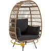 Outdoor 360 Swivel Egg Chair with Cushions, Indoor Outdoor Wicker Egg Basket Lounge Chair for Patio Porch Living Room, Oversized Lounge Chair - 3 of 4
