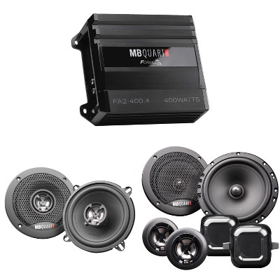 MB Quart FA2-400.4 FORMULA 400 Watt 4-Channel Amplifier with Discus DS2-216 6.5 Inch Component Speakers and DK2-113 5.25 Inch Coax Speakers