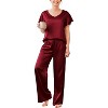 Ekouaer Women's Satin Silky Pajama Set 2 Piece Short Sleeve Shirt with Long Pants Pjs Sets Soft PJ Loungewear - 4 of 4
