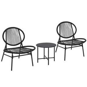 3-Piece Outdoor Seating Acapulco Chair All Weather Small Patio Bistro Set of 2 Chairs and Side Table Modern Outdoor Furniture for Backyard Garden - 1 of 4