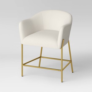 Gladden Barrel Counter Height Barstool: Upholstered, Brass Legs, Cushioned - Threshold™ - 1 of 4