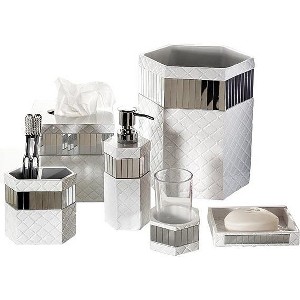Creative Scents Quilted Mirror White Decorative 6 Piece Bathroom Set - 1 of 4