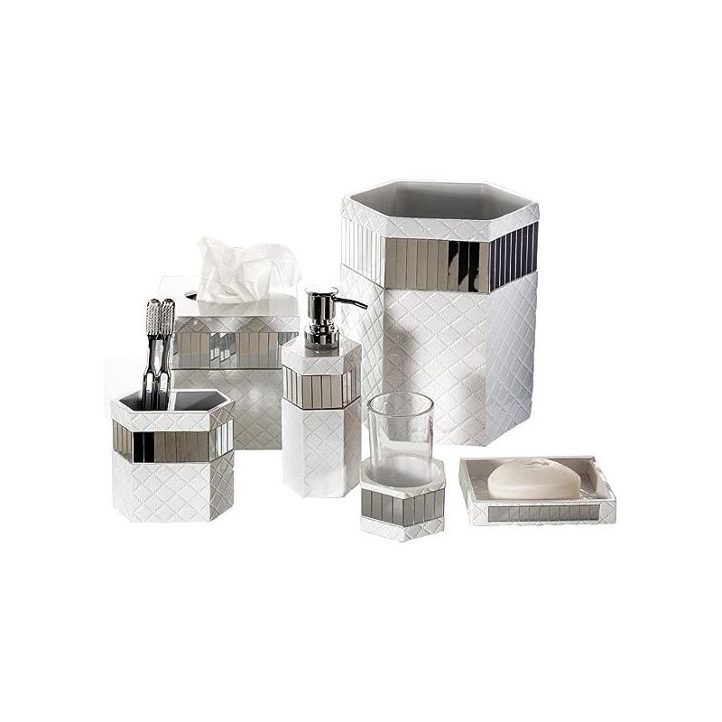 Creative Scents Quilted Mirror White Decorative 6 Piece Bathroom Set, 1 of 8