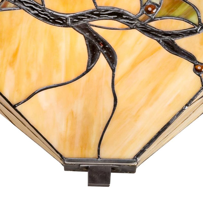 Robert Louis Tiffany Mission Rustic Ceiling Light Semi Flush Mount Fixture 14" Wide Bronze 2-Light Budding Branch Art Glass Shade for Bedroom Kitchen, 3 of 10