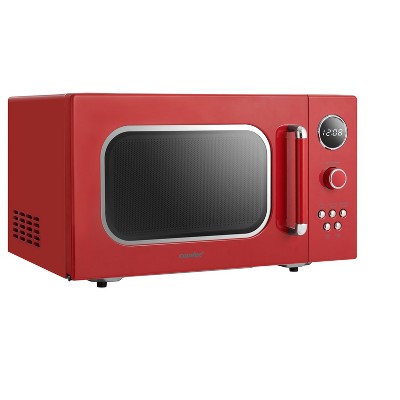 Retro Red Small 0.9 cu ft Countertop Microwave with LED Display