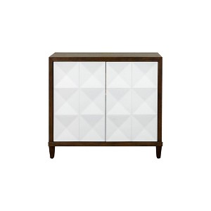 Martin Furniture Modern Geometric Design Wood Console for TVs up to 40" White/ Brown - Stellar Collection: With Storage & Cable Management - 1 of 4
