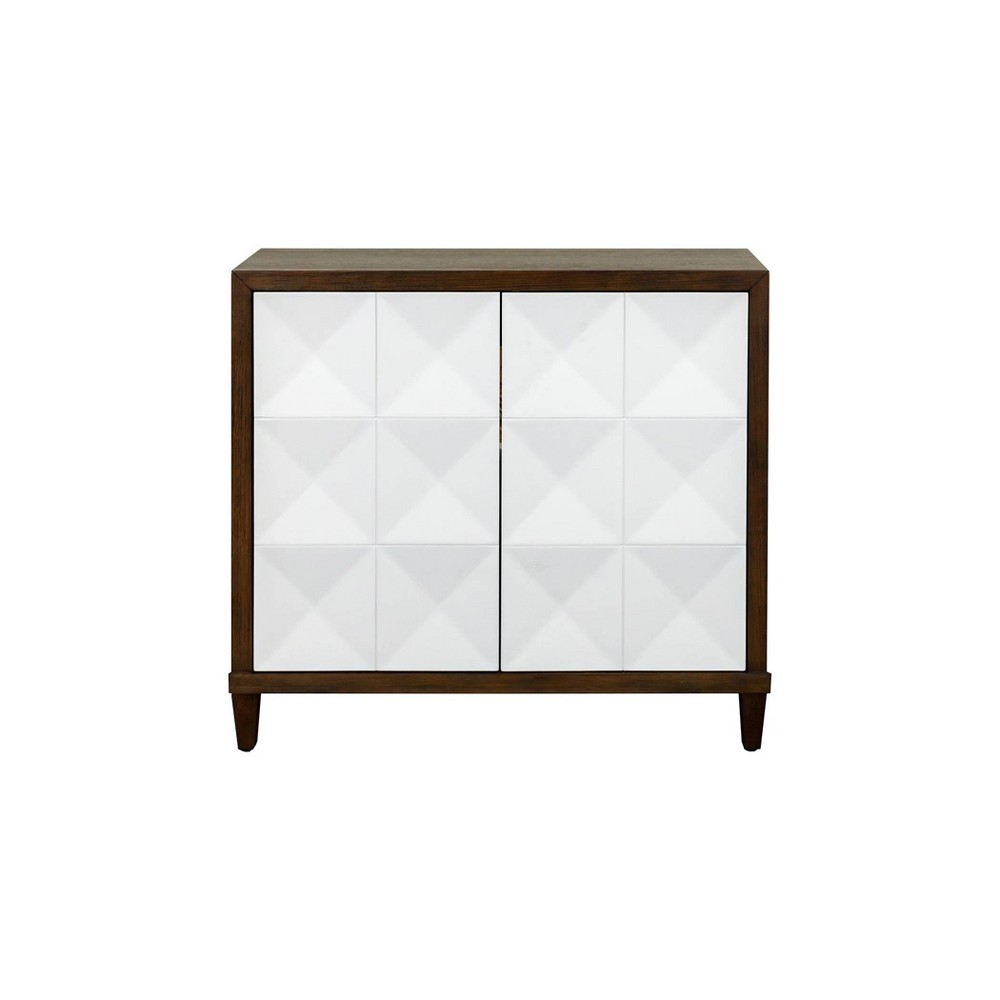 Photos - Display Cabinet / Bookcase Modern Geometric Design Wood Console for TVs up to 40" White/ Brown - Stel